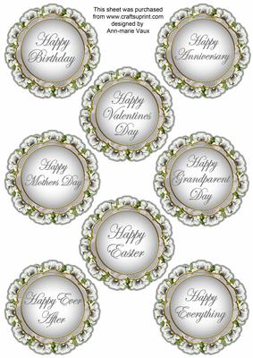 Silver Magnolia Doily Happy Everything Mix Sentiment Sheet