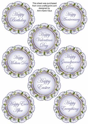 Blue Magnolia Doily Happy Everything Mix Sentiment Sheet