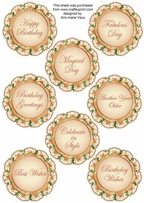 Peach Magnolia Doily Birthday Mix Sentiment Sheet