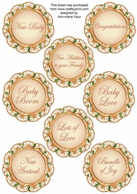 Peach Magnolia Doily Baby Mix Sentiment Sheet