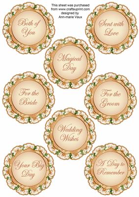 Peach Magnolia Doily Wedding Mix Sentiment Sheet