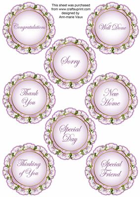 Lilac Magnolia Doily General Mix Sentiment Sheet
