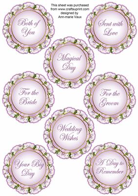 Lilac Magnolia Doily Wedding Mix Sentiment Sheet