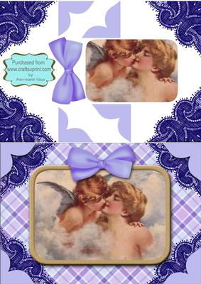 Cherubs Kissing A5 Decoupage Card Front Step by Step