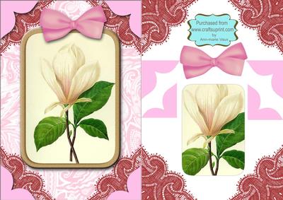 Sweet Magnolia A5 Decoupage Card Front Step by Step