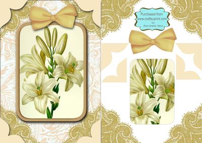 White Lily A5 Decoupage Card Front Step by Step