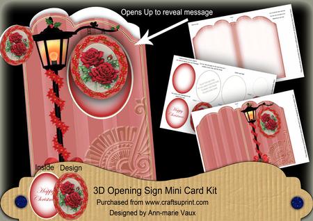 Red Roses 3D Opening Sign Card Mini Kit