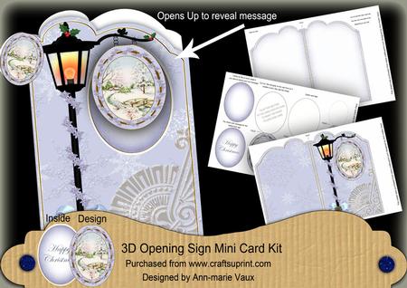 Blue Snowscene1 3D Opening Sign Card Mini Kit