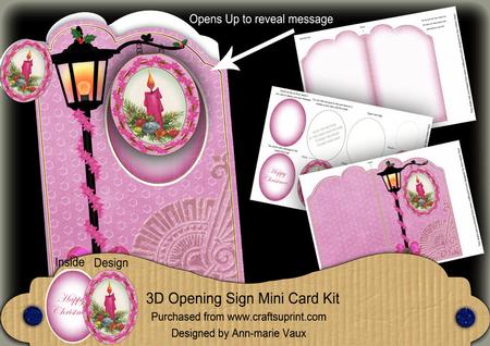 Cerise Candle 3D Opening Sign Card Mini Kit