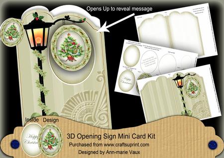 Christmas Tree Green 3D Opening Sign Card Mini Kit