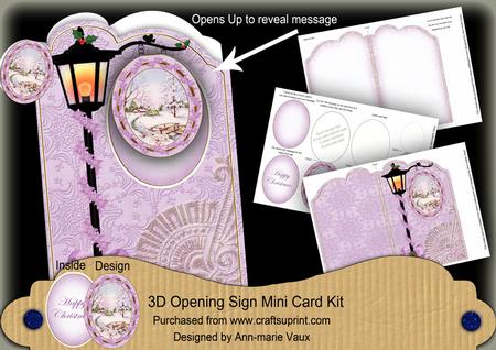 Lilac Snowscene1 3D Opening Sign Card Mini Kit