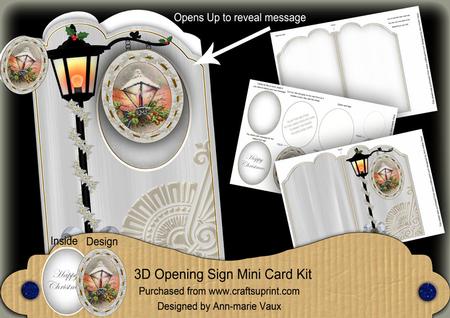 Christmas Lantern 3D Opening Sign Card Mini Kit