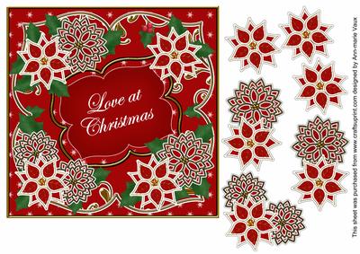 Red Poinsettia Love at Christmas 7in Fancy Modern Topper