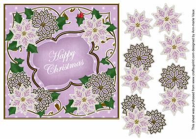 Lilac Poinsettia Happy Christmas 7in Fancy Modern Topper