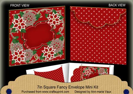 Red Poinsettia Christmas 7in Fancy Envelope Mini Kit