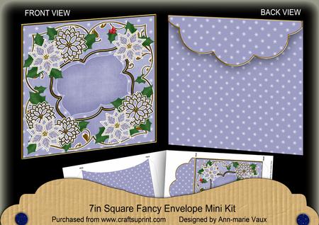 Blue Poinsettia Christmas 7in Fancy Envelope Mini Kit