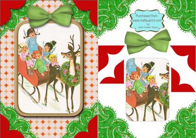 Christmas Childs Sleighride A5 Decoupage Front Step by Step