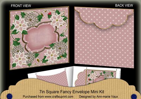 Dusky Pink Poinsettia Christmas 7in Fancy Envelope Mini Kit