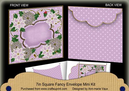 Lilac Poinsettia Christmas 7in Fancy Envelope Mini Kit