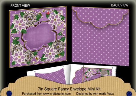 Purple Poinsettia Christmas 7in Fancy Envelope Mini Kit