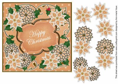 Borange Poinsettia Happy Christmas 7in Fancy Modern Topper