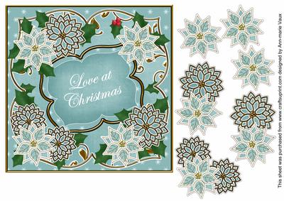 Dteal Poinsettia Love at Christmas 7in Fancy Modern Topper
