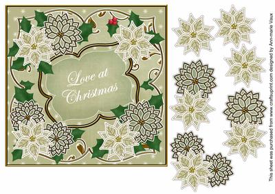 Olive Poinsettia Love at Christmas 7in Fancy Modern Topper