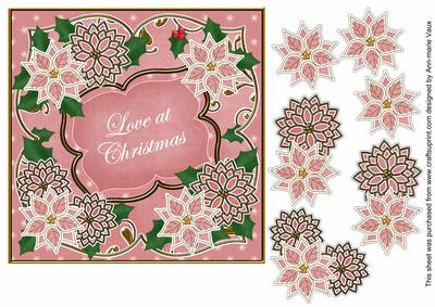Pink Poinsettia Love at Christmas 7in Fancy Modern Topper