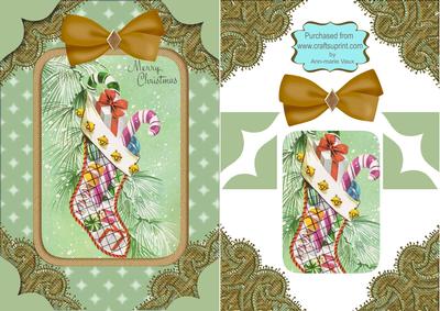 Christmas Stocking A5 Decoupage Card Front Step by Step