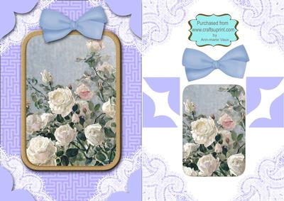 White Roses A5 Decoupage Card Front Step by Step