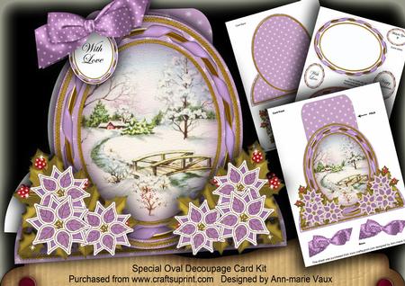Lilac Snowscene Modern Special Large Oval Card Mini Kit