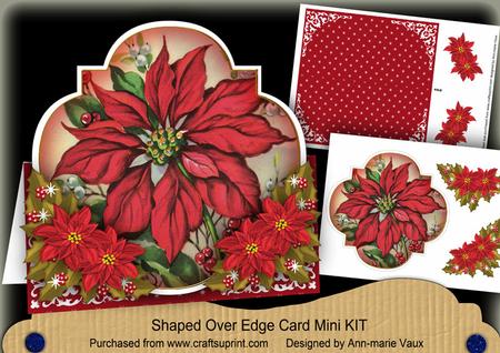 Red Poinsettia Shaped Over 3D Mini Card Kit