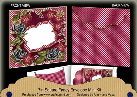 Hot Pink Roses Fancy 7x7inch Easy Envelope Mini Kit