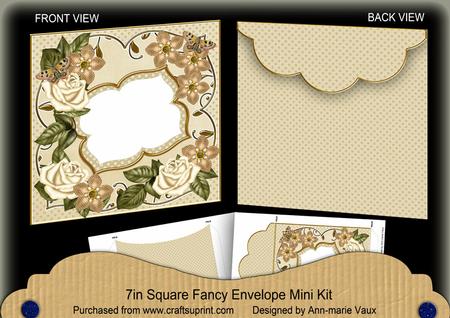 Cream Roses Fancy 7x7inch Easy Envelope Mini Kit