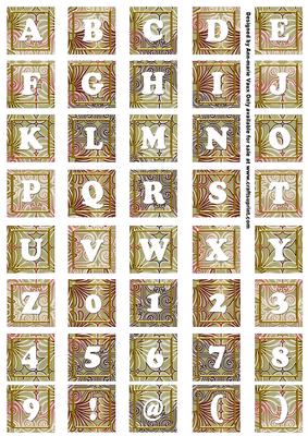 Cream Metallic Fleur Alphabet Tile Embellishment Sheet