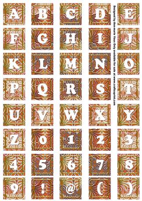 Borange Metallic Fleur Alphabet Tile Embellishment Sheet