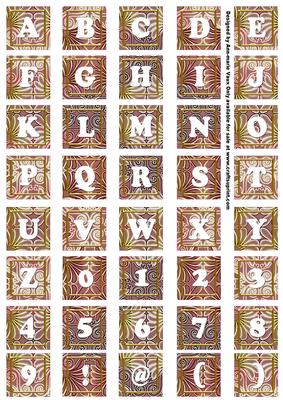 Dusky Pink Metallic Fleur Alphabet Tile Embellishment Sheet
