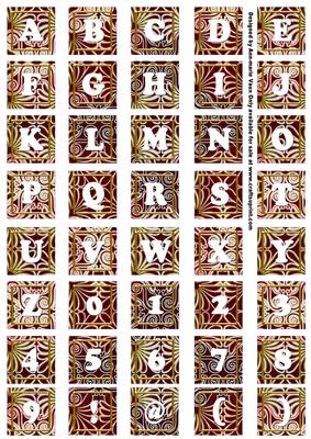 Hot Pink Metallic Fleur Alphabet Tile Embellishment Sheet