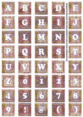 Lilac Metallic Fleur Alphabet Tile Embellishment Sheet