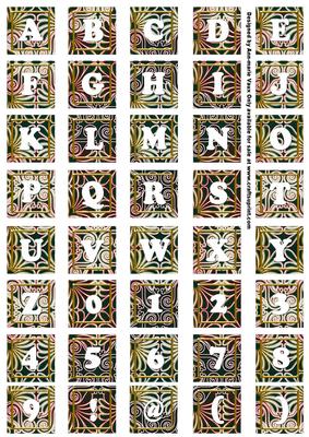 Peacock Metallic Fleur Alphabet Tile Embellishment Sheet
