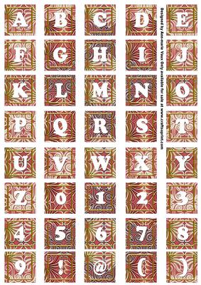 Pink Metallic Fleur Alphabet Tile Embellishment Sheet