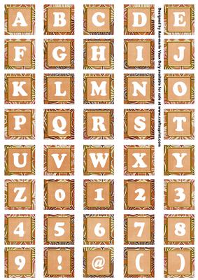Borange Mix Metallic Fleur Alphabet Tile Embellishment Sheet