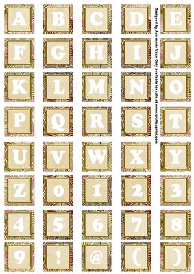 Cream Mix Metallic Fleur Alphabet Tile Embellishment Sheet