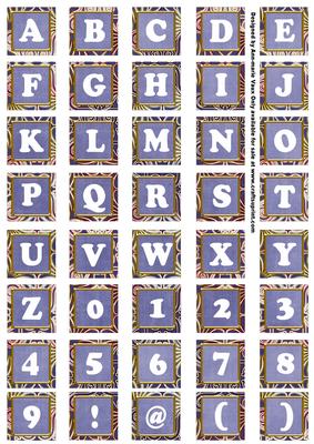 Dblue Mix Metallic Fleur Alphabet Tile Embellishment Sheet