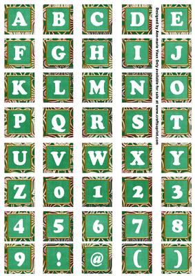 Dgreen Mix Metallic Fleur Alphabet Tile Embellishment Sheet