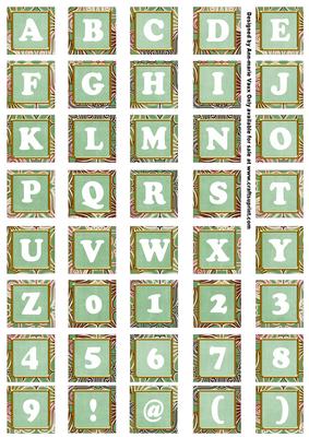 Mgreen Mix Metallic Fleur Alphabet Tile Embellishment Sheet