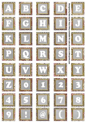 Silver Mix Metallic Fleur Alphabet Tile Embellishment Sheet