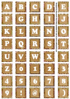 Vtea Mix Metallic Fleur Alphabet Tile Embellishment Sheet