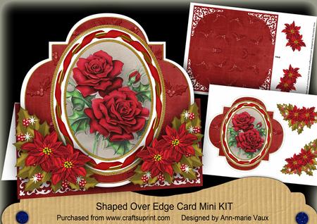 Christmas Roses Shaped Over 3D Mini Card Kit