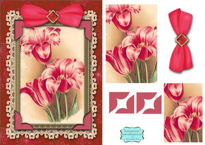 Tulip Trio A5 Lace Card Front Step by Step